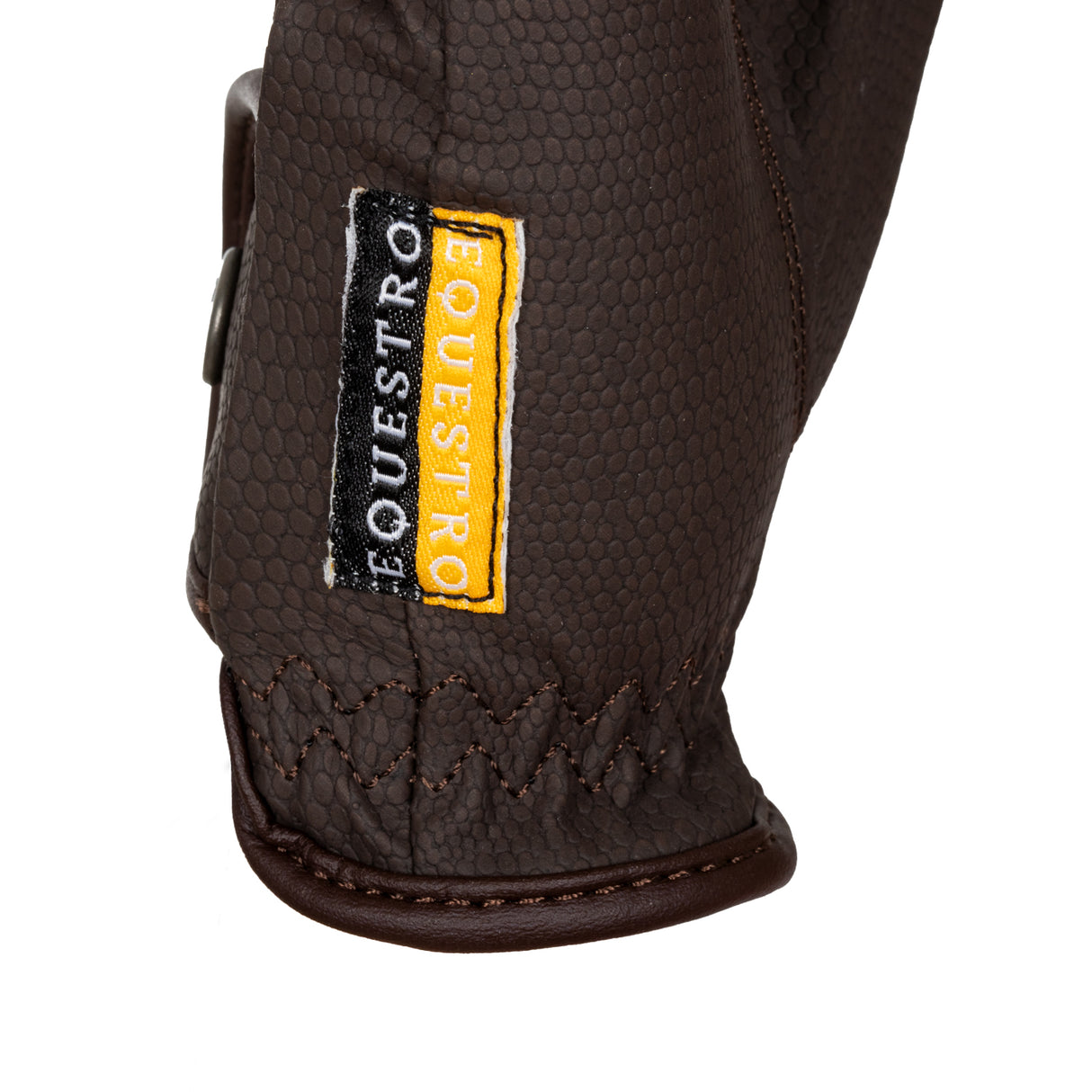 Equestro Unisex Gloves In Soft Synthetic Leather With Velcro Fastening #colour_brown