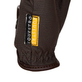 Equestro Unisex Gloves In Soft Synthetic Leather With Velcro Fastening #colour_brown
