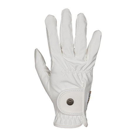 Equestro Unisex Gloves In Soft Synthetic Leather With Velcro Fastening #colour_white