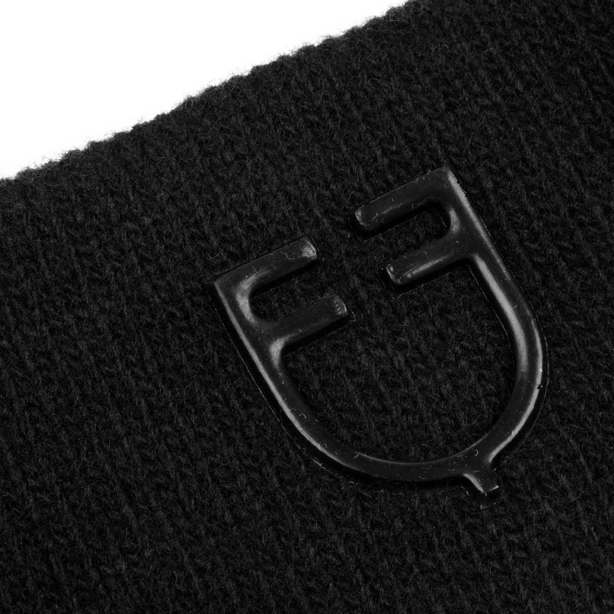Equestro Unisex Ribbed Wool Earmuff Headband With Logo #colour_black