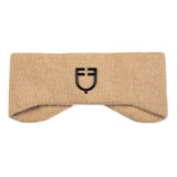 Equestro Unisex Ribbed Wool Earmuff Headband With Logo #colour_beige