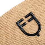 Equestro Unisex Ribbed Wool Earmuff Headband With Logo #colour_beige