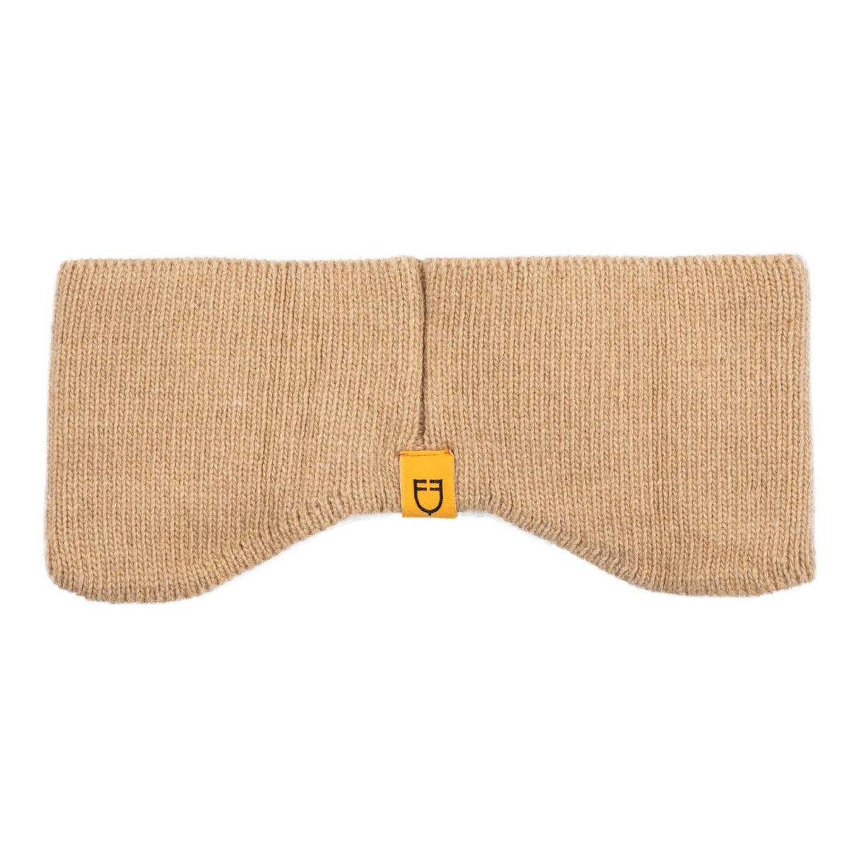 Equestro Unisex Ribbed Wool Earmuff Headband With Logo #colour_beige