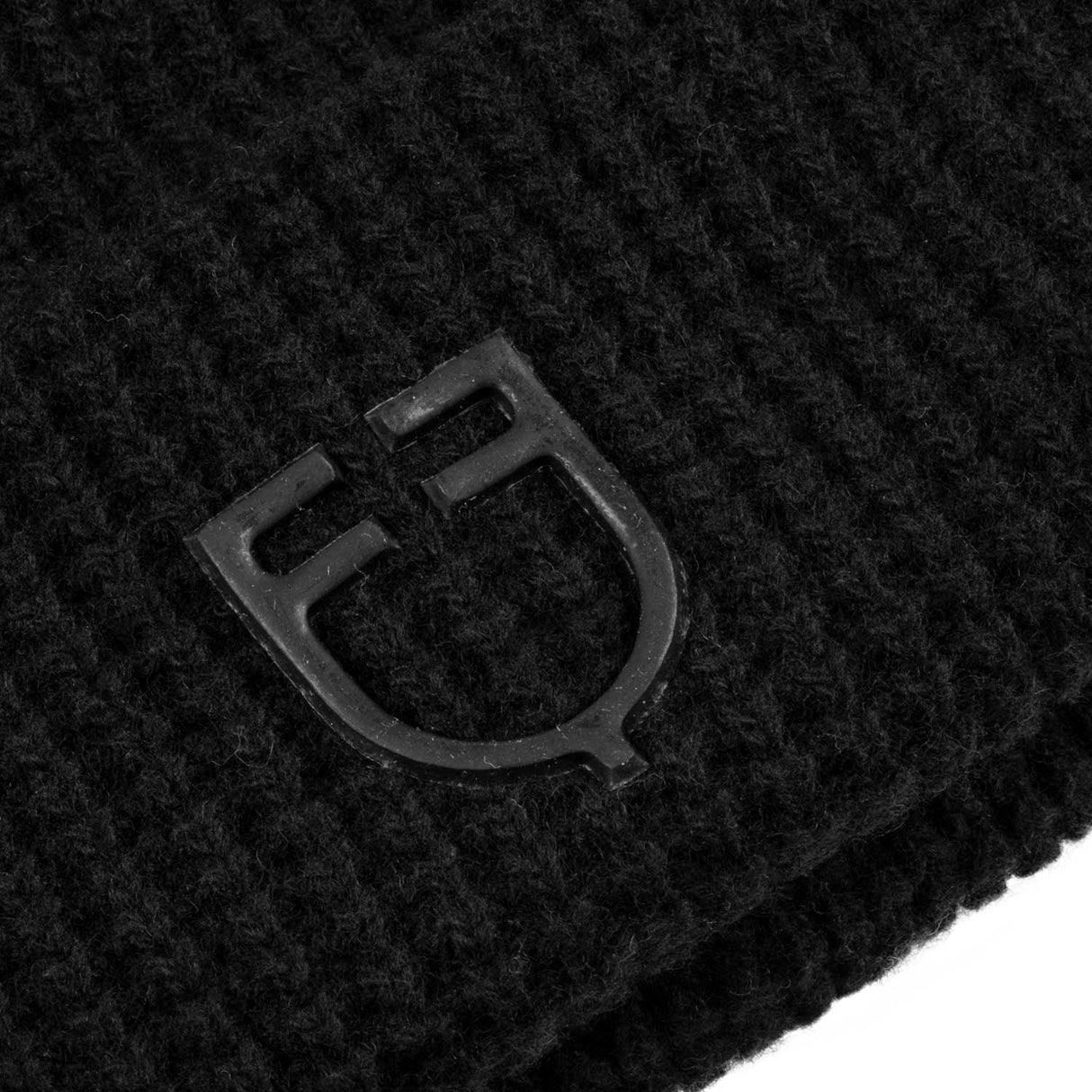 Equestro Unisex Ribbed Wool Beanie With Logo #colour_black