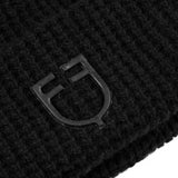 Equestro Unisex Ribbed Wool Beanie With Logo #colour_black