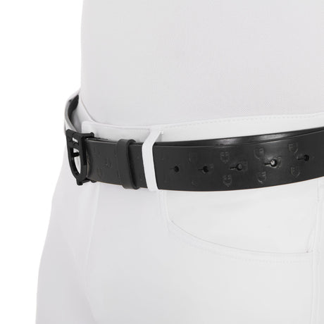 Total black leather belt with logo buckle
