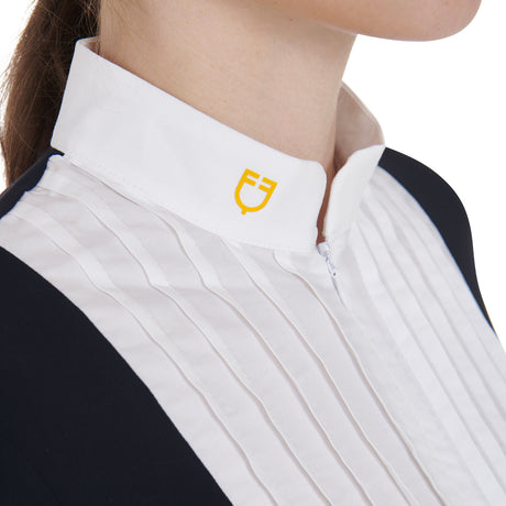 Women's slim fit pleated cotton polo shirt