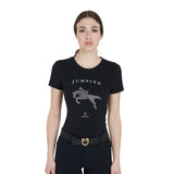 Equestro Women's Slim Fit T-Shirt Jumping With Rhinestone #colour_back