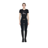 Equestro Women's Slim Fit T-Shirt Jumping With Rhinestone #colour_back