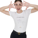 Equestro Women's Slim Fit T-Shirt Jumping With Rhinestone #colour_white