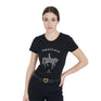 Equestro Women's Slim Fit T-Shirt Dressage With Rhinestone #colour_black