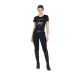 Equestro Women's Slim Fit T-Shirt Dressage With Rhinestone #colour_black