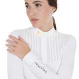 Women's slim fit polo shirt with pleated cotton