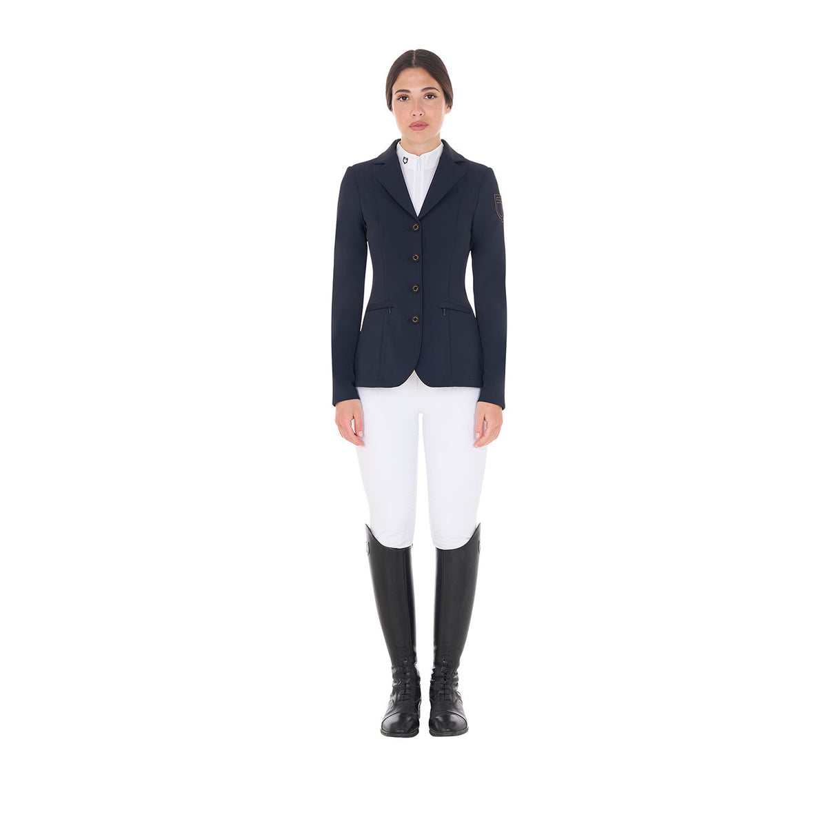 Women's competition jacket with contrasting embroidered logo