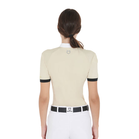 Equestro Women's Slim Fit Polo Shirt With Contrasting Shoulder Inserts