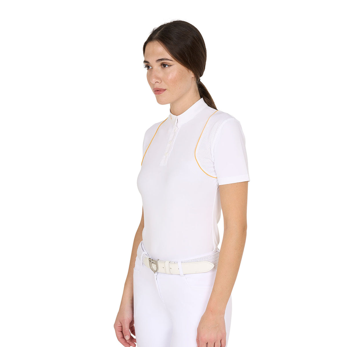 Women's slim fit competition polo shirt with buttons