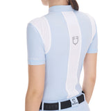 Equestro Women's Slim Fit Training Polo Shirt with Mesh Inserts #colour_blue