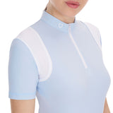 Equestro Women's Slim Fit Training Polo Shirt with Mesh Inserts #colour_blue