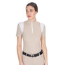 Equestro Women's Slim Fit Training Polo Shirt with Mesh Inserts #colour_beige