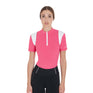 Equestro Women's Slim Fit Training Polo Shirt with Mesh Inserts #colour_fucsia