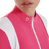 Equestro Women's Slim Fit Training Polo Shirt with Mesh Inserts #colour_fucsia