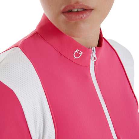 Equestro Women's Slim Fit Training Polo Shirt with Mesh Inserts #colour_fucsia