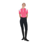 Equestro Women's Slim Fit Training Polo Shirt with Mesh Inserts #colour_fucsia
