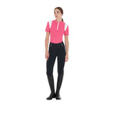 Equestro Women's Slim Fit Training Polo Shirt with Mesh Inserts #colour_fucsia