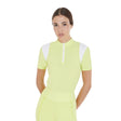 Equestro Women's Slim Fit Training Polo Shirt with Mesh Inserts #colour_lime
