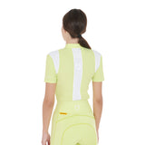 Equestro Women's Slim Fit Training Polo Shirt with Mesh Inserts #colour_lime