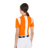 Equestro Women's Slim Fit Training Polo Shirt with Mesh Inserts #colour_orange