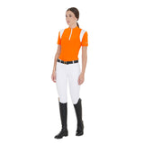 Equestro Women's Slim Fit Training Polo Shirt with Mesh Inserts #colour_orange
