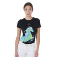 Equestro Women's Slim Fit T-Shirt With Abstract Horse Print #colour_black