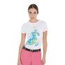 Equestro Women's Slim Fit T-Shirt With Abstract Horse Print #colour_white