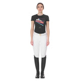 Equestro Women's Slim Fit T-Shirt With Colorful Jumping Design #colour_black