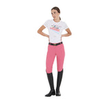 Equestro Women's Slim Fit T-Shirt With Colorful Jumping Design #colour_white