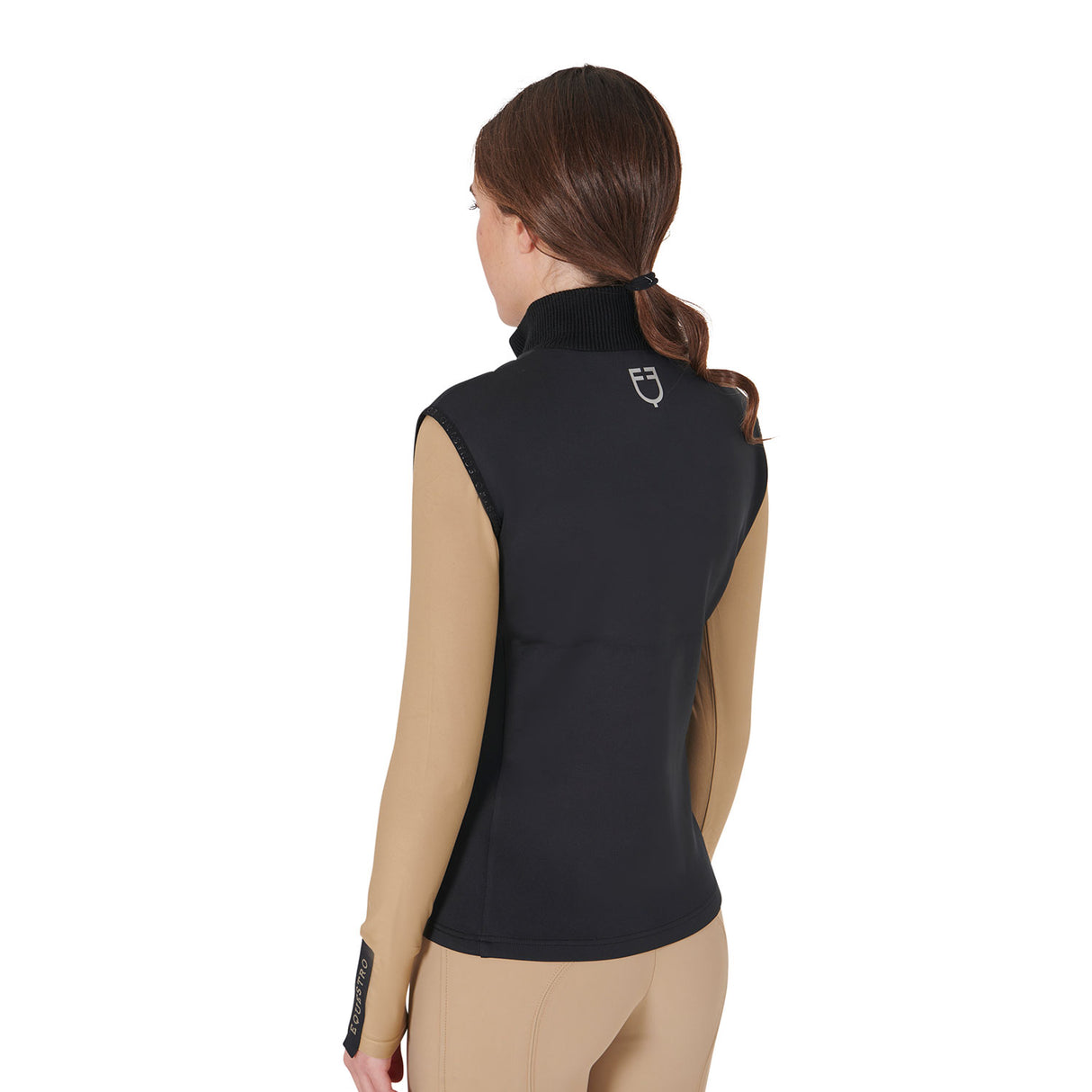 Equestro Women's Technical Blend Zippered Vest #colour_black