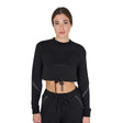 Equestro Women's Cropped Crewneck Sweatshirt #colour_black