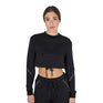 Equestro Women's Cropped Crewneck Sweatshirt #colour_black