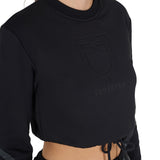 Equestro Women's Cropped Crewneck Sweatshirt #colour_black