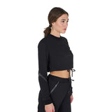 Equestro Women's Cropped Crewneck Sweatshirt #colour_black