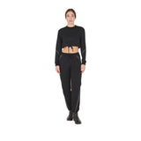 Equestro Women's Cropped Crewneck Sweatshirt #colour_black