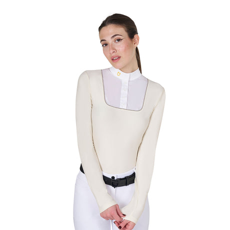Women's slim fit buttoned competition polo shirt