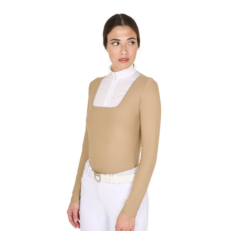 Women's slim fit buttoned competition polo shirt