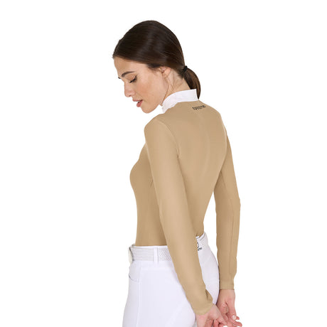 Women's slim fit buttoned competition polo shirt