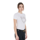 Women's slim fit T-shirt pink rhinestones