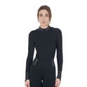 Equestro Women's Technical Training Polo Shirt with Rhinestone Details #colour_black