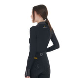 Equestro Women's Technical Training Polo Shirt with Rhinestone Details #colour_black