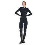 Equestro Women's Technical Training Polo Shirt with Rhinestone Details #colour_black