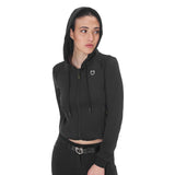 Equestro Women's Cropped Hoodie #colour_black